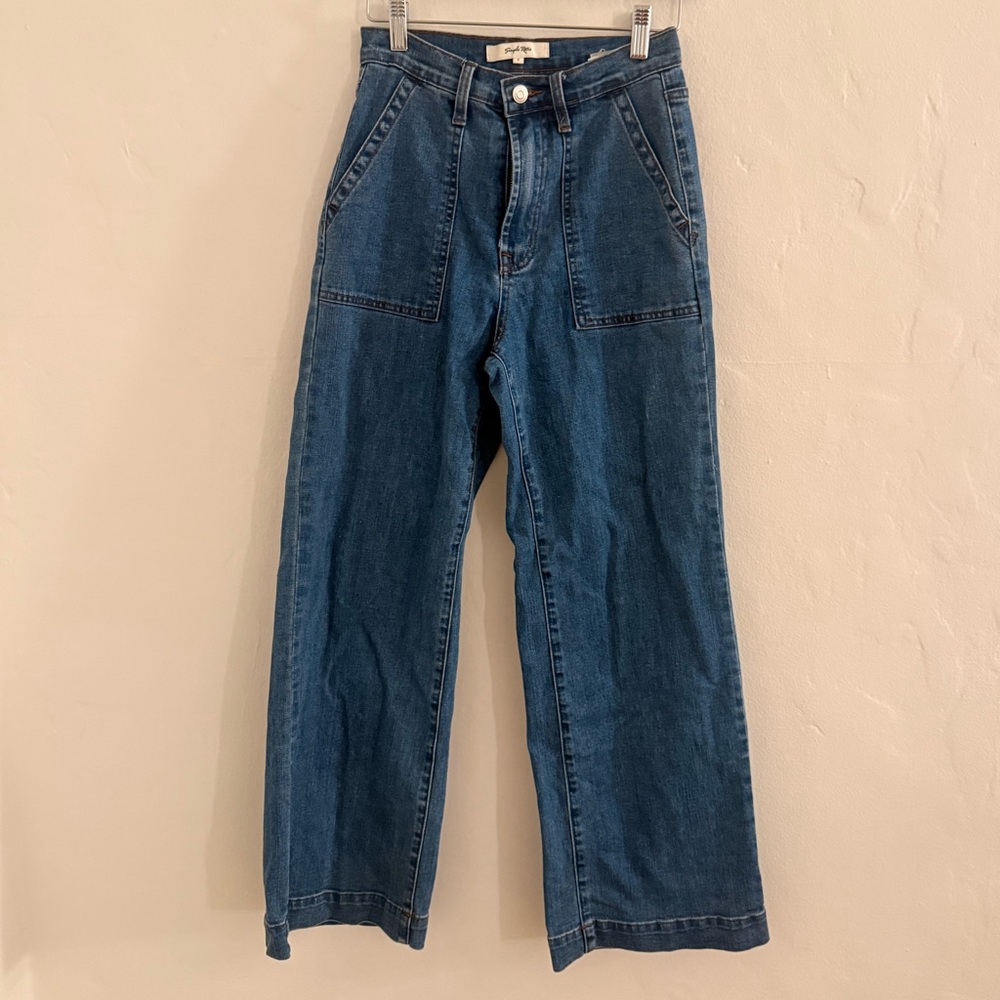 Simple Retro Wide Leg Jeans